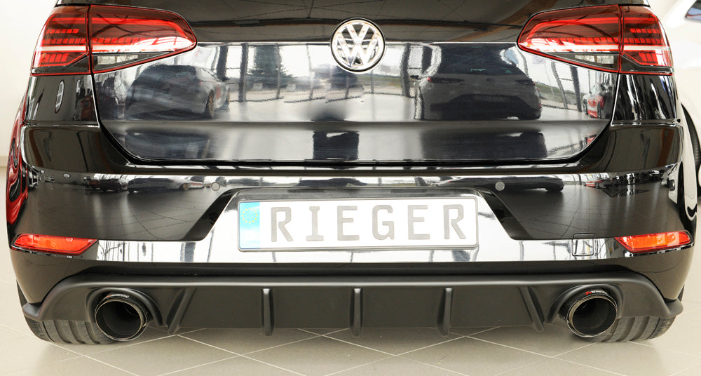 Fox passend für VW Golf 7 GTI: 02.17- (ab Facelift) | 3-tür., 5-tür. Golf 7 GTI: 02.17- (ab Facelift) | 3-tür., 5-tür. - ABS matt schwarz - Rieger Heckansatz