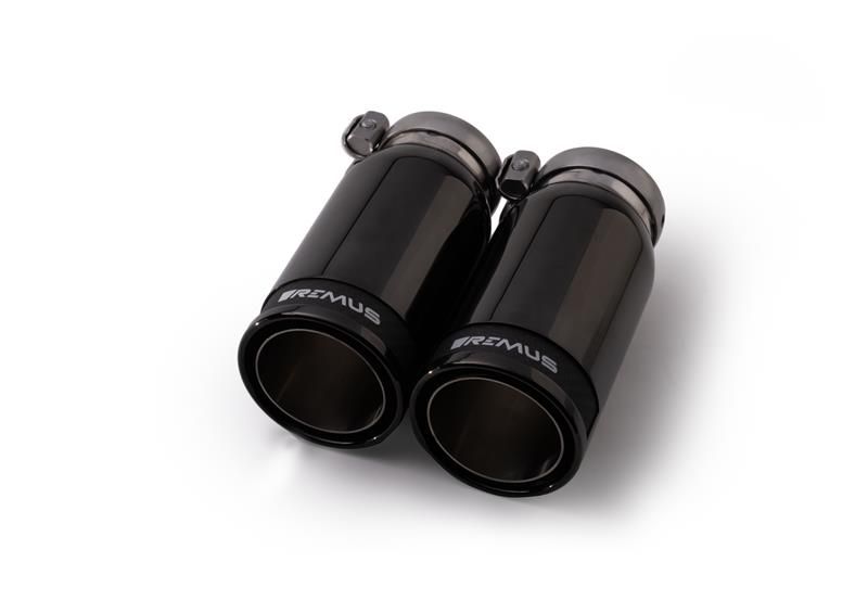 Remus Endrohr Set 2 Endrohre : 84 mm Street Race Black Chrome, mit einstellbarem Kugelanschluss für _Endrohre 2 Endrohre Street Race Black Chrome | EG