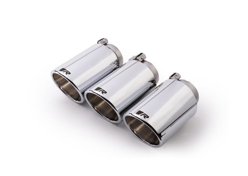 Remus Endrohr-Set 3 Endrohre   102 mm schräg, verchromt, mit einstellbarem Kugelanschluss für _Endrohre 3 Endrohre schräg | EG-Gutachten/ABE