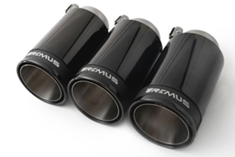 Remus Endrohr Set3 Endrohre : 98 mm Street Race Black Chrome, mit einstellbarem Kugelanschluss für _Endrohre 3 Endrohre Street Race Black Chrome | EG-