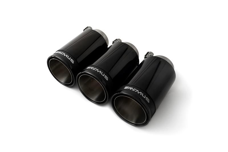 Remus Endrohr Set3 Endrohre : 98 mm Street Race Black Chrome, mit einstellbarem Kugelanschluss für _Endrohre 3 Endrohre Street Race Black Chrome | EG-