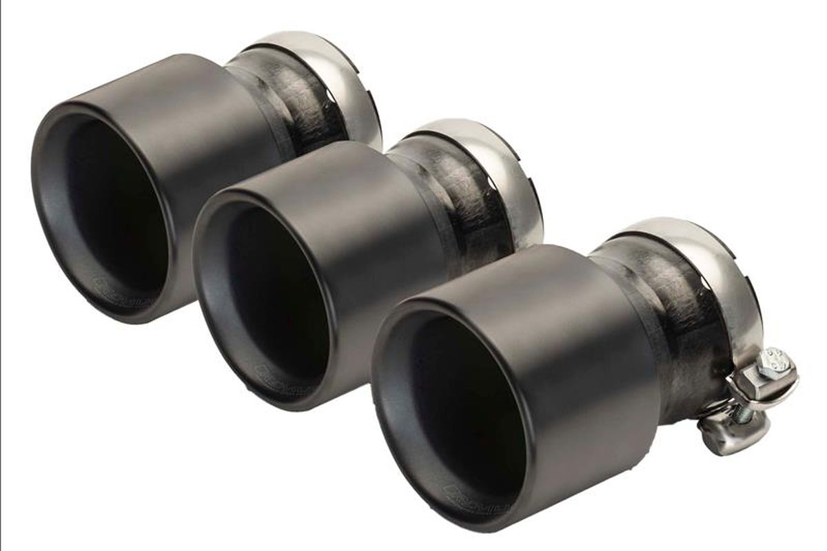 Remus Endrohr-Set mit 3 Titan-Endrohren One-Piece-Technology   100 mm schwarz PVD beschichtet(L=140mm, 33g),inkl. Volltitan-Schelle und Titan-Schraube