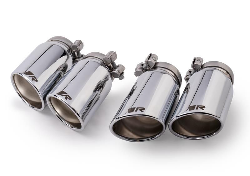 Remus Endrohr-Set links/rechts je 2 Endrohre   84 mm schräg  verchromt, mit einstellbarem Kugelanschluss für _Endrohre 4 Endrohre schräg | EG-Gutachte