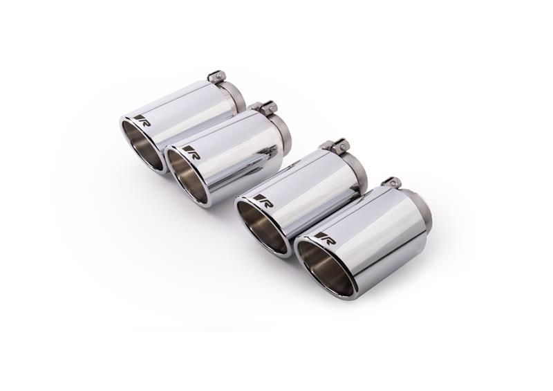 Remus Endrohr Set li/re je 2 Endrohre : 102 mm schräg, verchromt, mit einstellbarem Kugelanschluss für _Endrohre 4 Endrohre schräg | EG-Gutachten/ABE