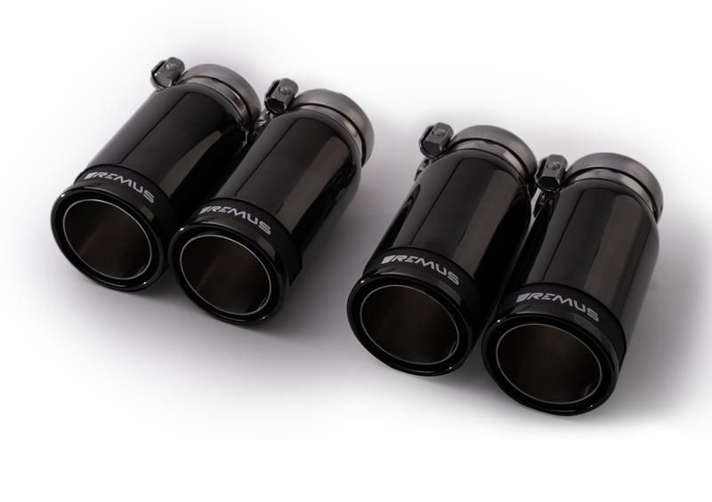 Remus Endrohr Set li/re je 2 Endrohre : 84 mm Street Race Black Chrome, mit einstellbarem Kugelanschluss für _Endrohre 4 Endrohre Street Race Black Ch