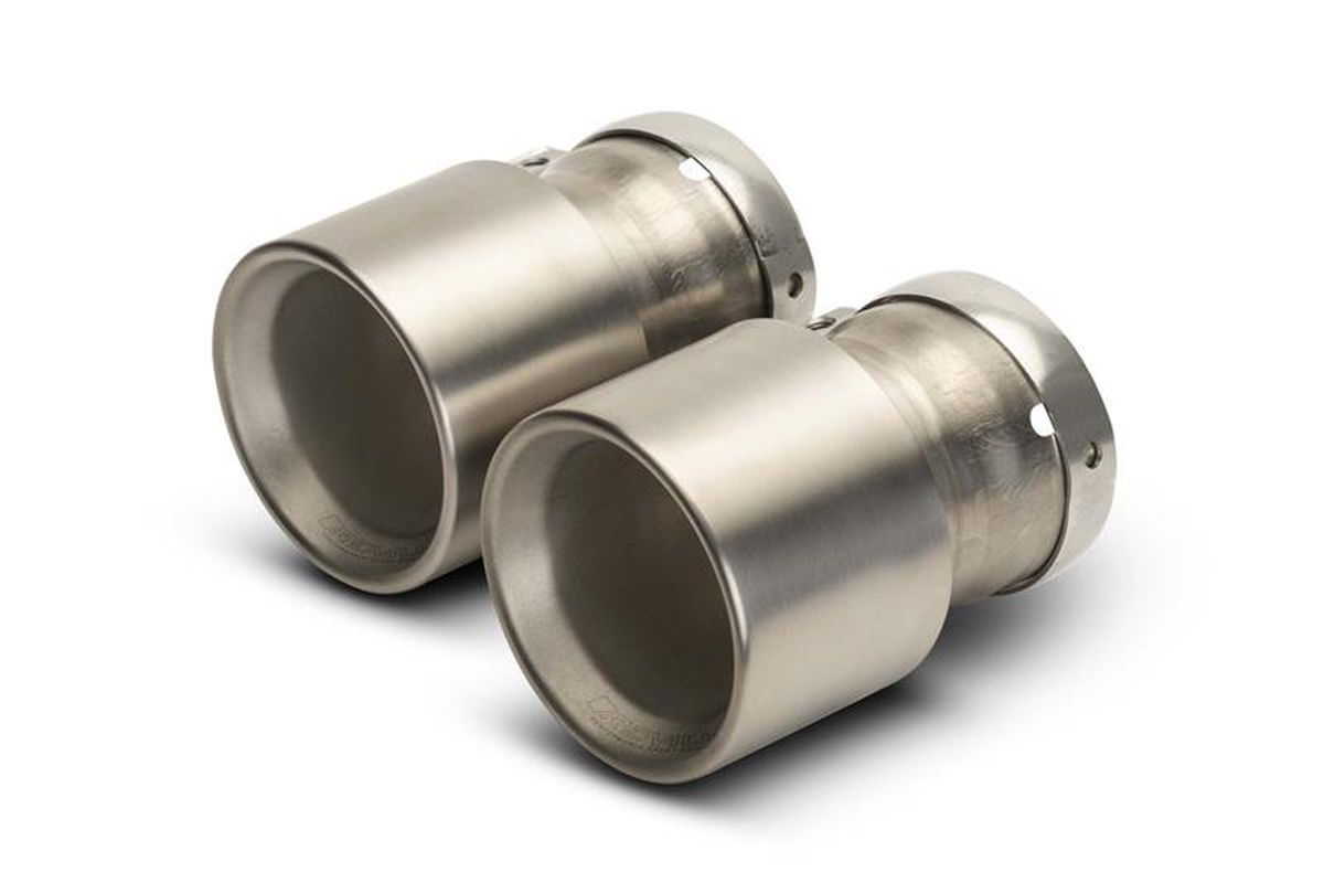 Remus Endrohr-Set links/rechts je 2 Titan-Endrohre One-Piece-Technology   100 mm  gebürstet (L=140mm, 33g),inkl. Volltitan-Schelle und Titan-Schraube 