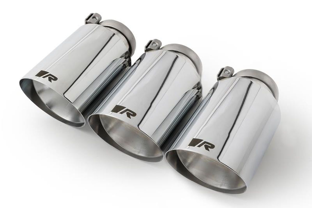 Remus Endrohr-Set 3 Endrohre   102 mm schräg, straight gut, verchromt, (L=145mm), mit einstellbarem Kugelanschluss für _Endrohre 3 Endrohre schräg | E
