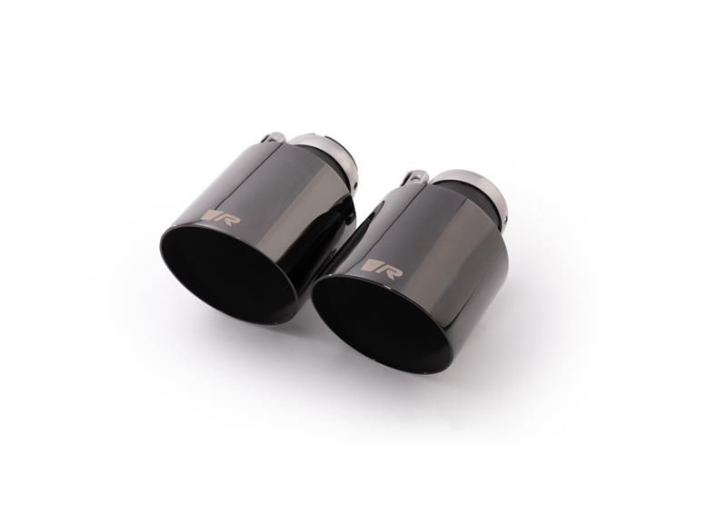 Remus Endrohr-Set li/re je 2 Endrohre   115 mm schräg (L = 145 mm) Black Chrome lasergraviert, mit einstellbarem Kugelanschluss für _Endrohre 4 Endroh