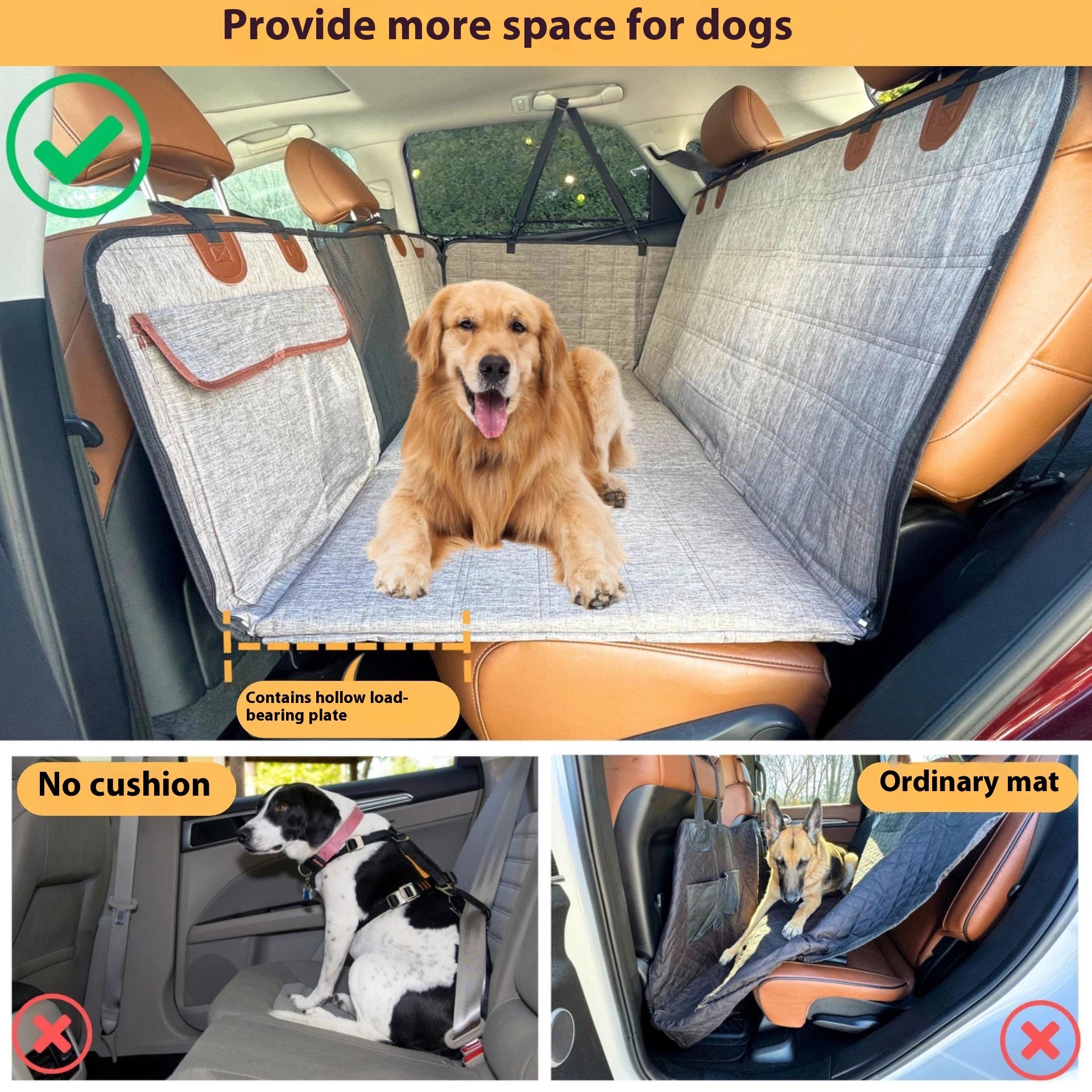 Hunde-Autositzauflage Rücksitz mit verbreiterter Stützplatte – Hundematte fürs Auto