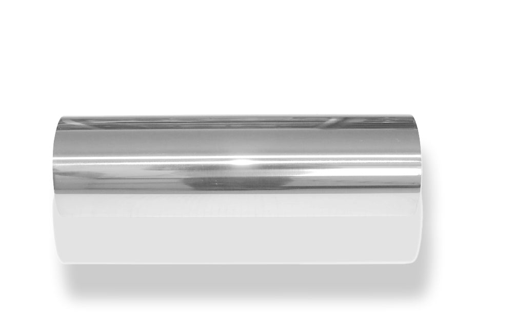FoxAnschweißendrohr Typ 22 Ø 90 mm / Gesamtlänge: 300 mm  - rund / uneingerollt / gerade / mit poliertem Absorber (Innendurchmesser 63mm - Länge: ca. 140mm)