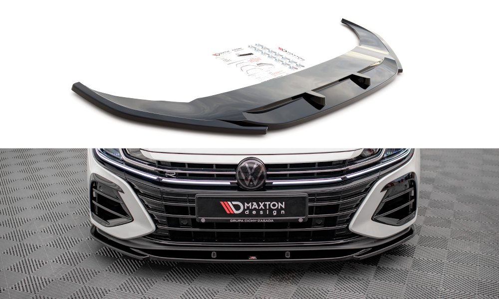 Maxton Design Street+ Spoilerlippe Front Ansatz V.1 passend für VW Arteon R Limousine / Shooting Brake Mk1 Facelift schwarz Hochglanz