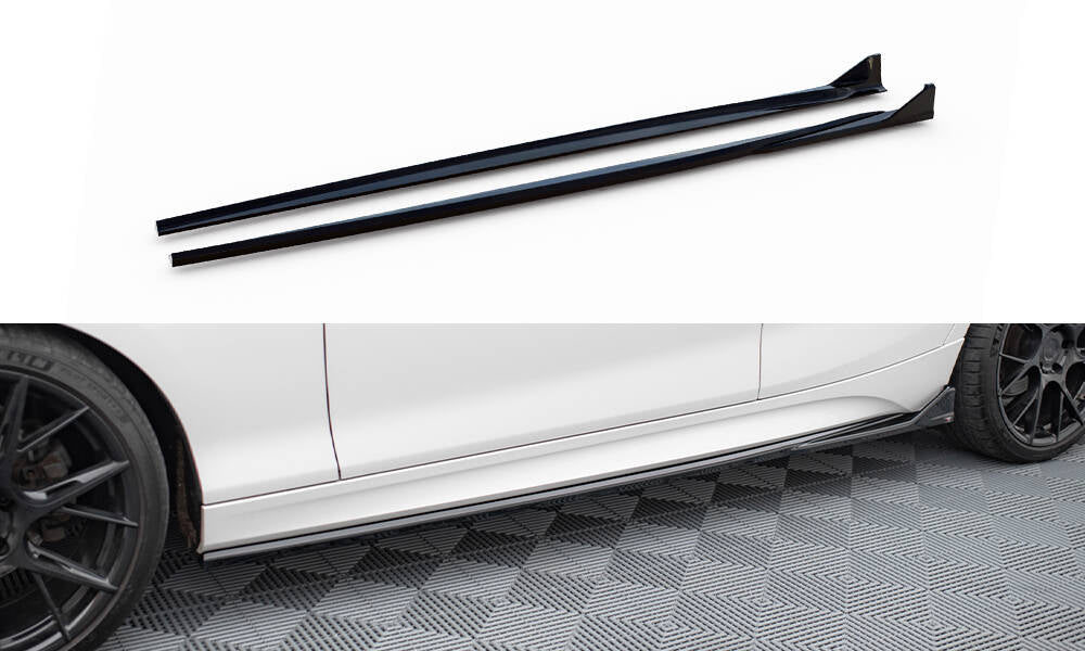 Maxton Design Street+ Seitenschweller Leisten passend für V.3 passend für CSL Look BMW 1er M-Paket / M140i F20 Facelift schwarz Hochglanz