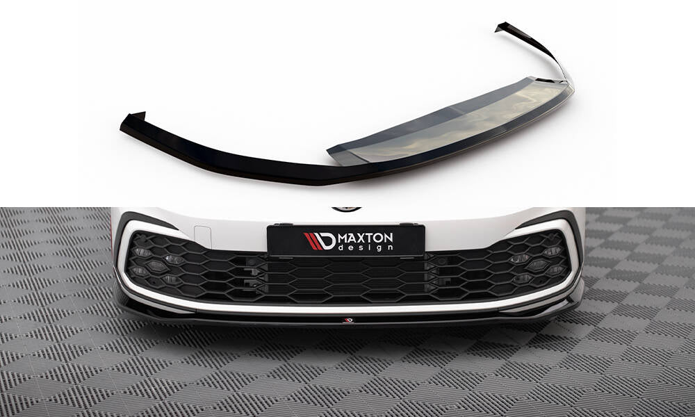 Maxton Design Street+ Spoilerlippe Front Ansatz V.7 passend für VW Golf GTI / GTE / GTD / R-Line Mk8 schwarz Hochglanz