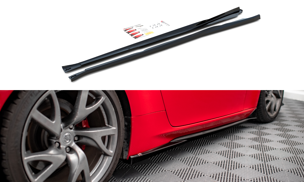 Maxton Design Street+ Seitenschweller Leisten V.2 passend für Nissan 370Z schwarz Hochglanz