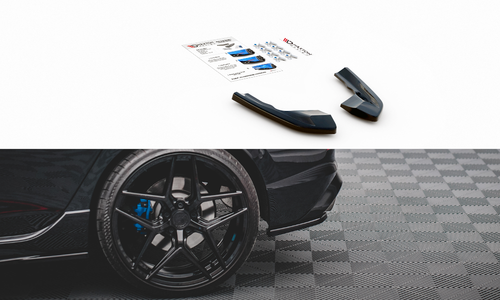 Maxton Design Heck Ansatz Flaps Diffusor V.1 passend für VW Golf R Hatchback Mk8 Facelift schwarz Hochglanz