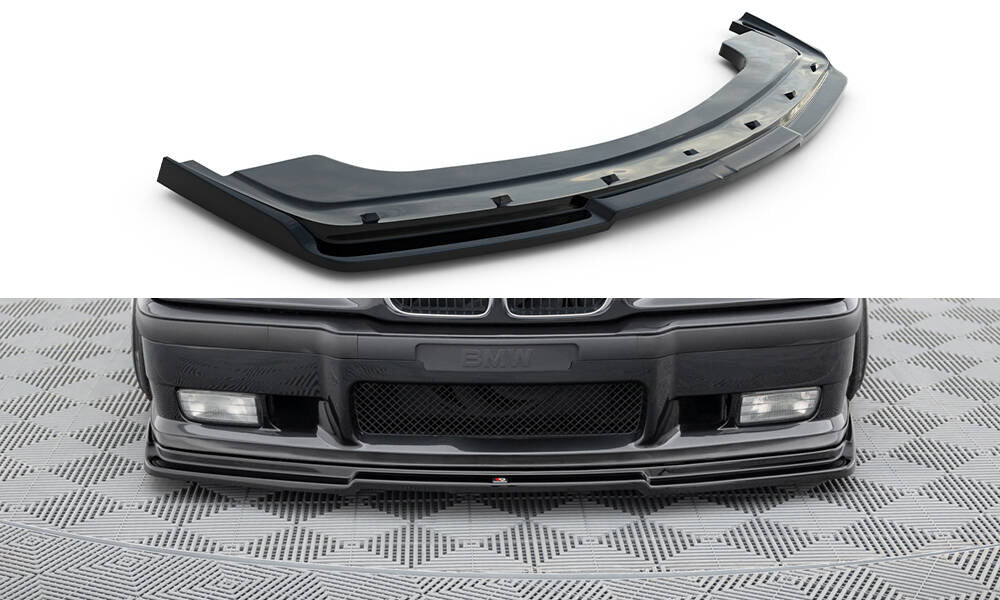 Maxton Design Street+ Spoilerlippe Front Ansatz V.1 passend für BMW M3 / 3 M-Paket Coupe / Cabrio E36 schwarz Hochglanz