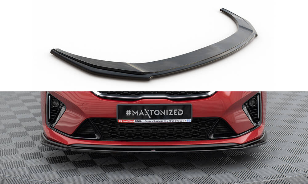 Maxton Design Street+ Spoilerlippe Front Ansatz V.1 passend für Kia Ceed GT / GT-Line Mk3 / Proceed Mk1 schwarz Hochglanz