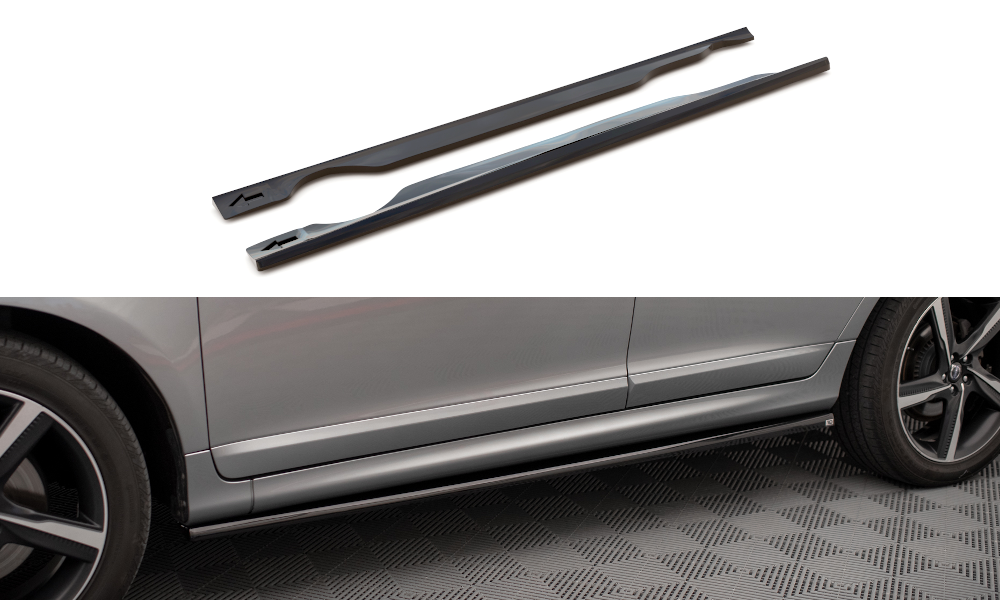Maxton Design Street+ Seitenschweller Leisten passend für Volvo XC60 Mk1 Facelift schwarz Hochglanz