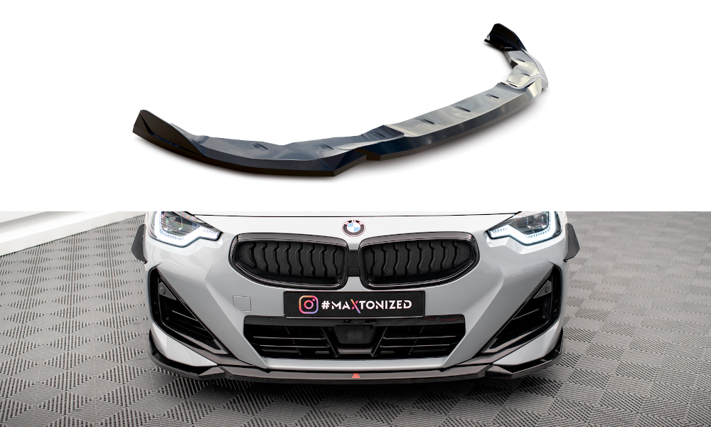 Maxton Design Street+ Spoilerlippe Front Ansatz V.1 passend für BMW 2 Coupe M-Paket / M240i G42 schwarz Hochglanz