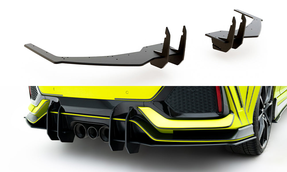 Maxton Design Robuste Racing Diffusor Heck Ansatz V.2 passend für Honda Civic Type-R Mk10 / Mk10 Facelift