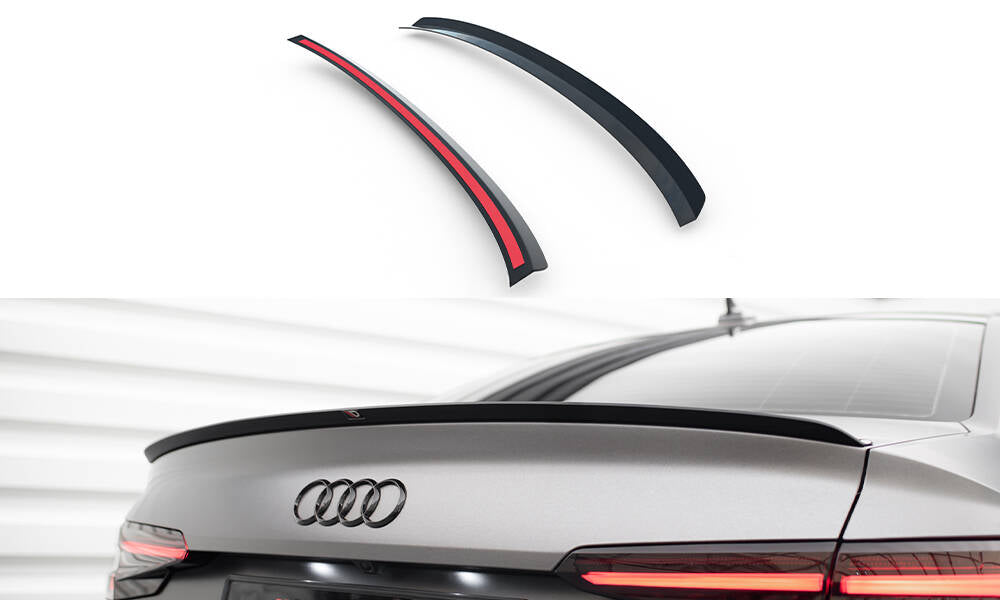Maxton Design Spoiler CAP V.2 passend für Audi S4 / A4 Standard / S-Line / Competition Limousine B9 / B9 Facelift schwarz Hochglanz