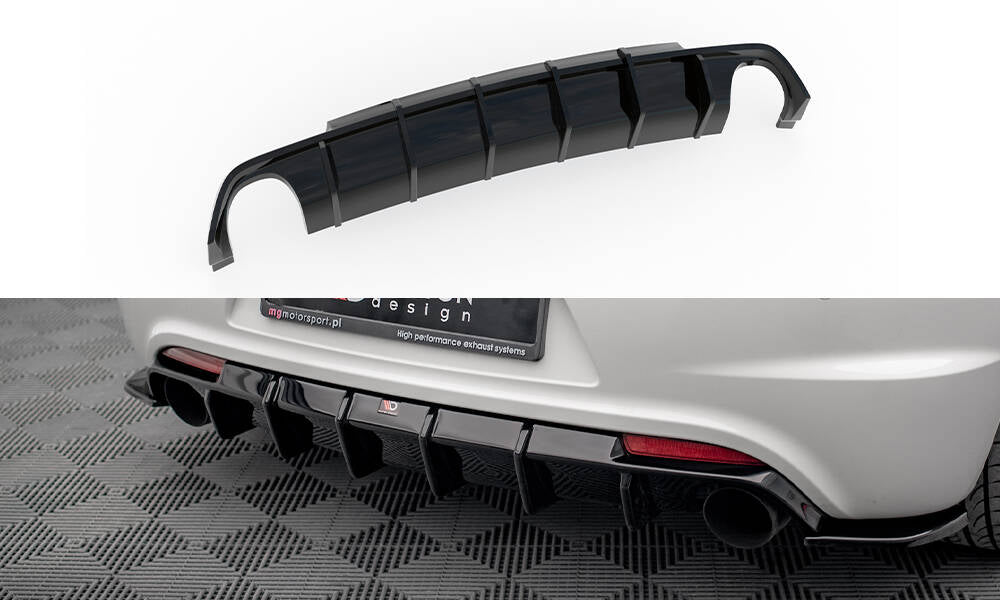 Maxton Design Diffusor Heck Ansatz V.1 passend für VW Scirocco R Mk3 schwarz Hochglanz