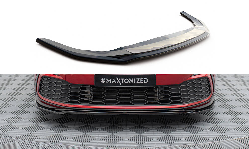 Maxton Design Street+ Spoilerlippe Front Ansatz V.4 passend für VW Golf GTI / GTE / GTD / R-Line Mk8 schwarz Hochglanz