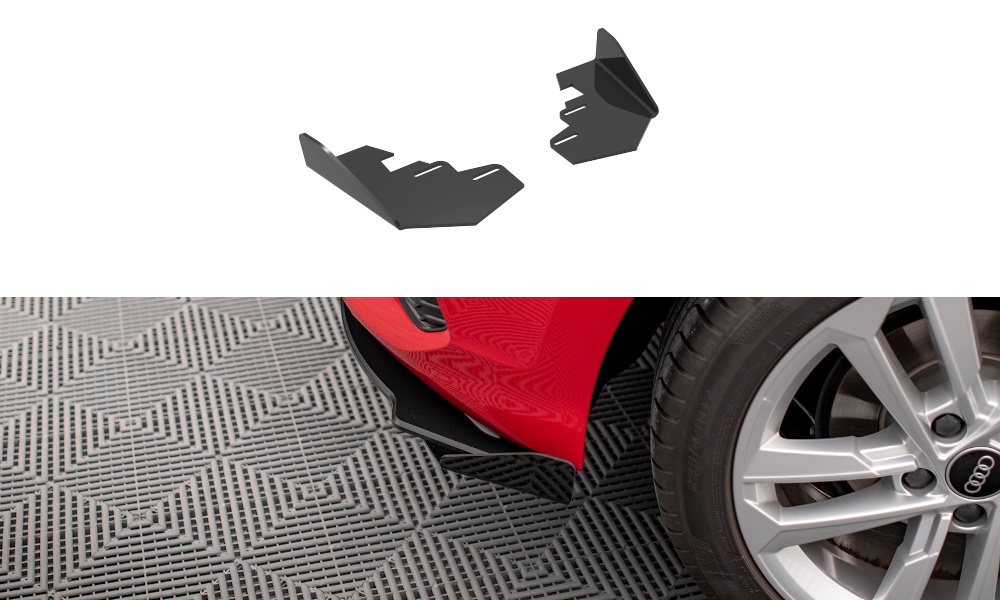 Maxton Design Hintere Seiten Flaps passend für Audi A3 Sportback 8Y schwarz Hochglanz