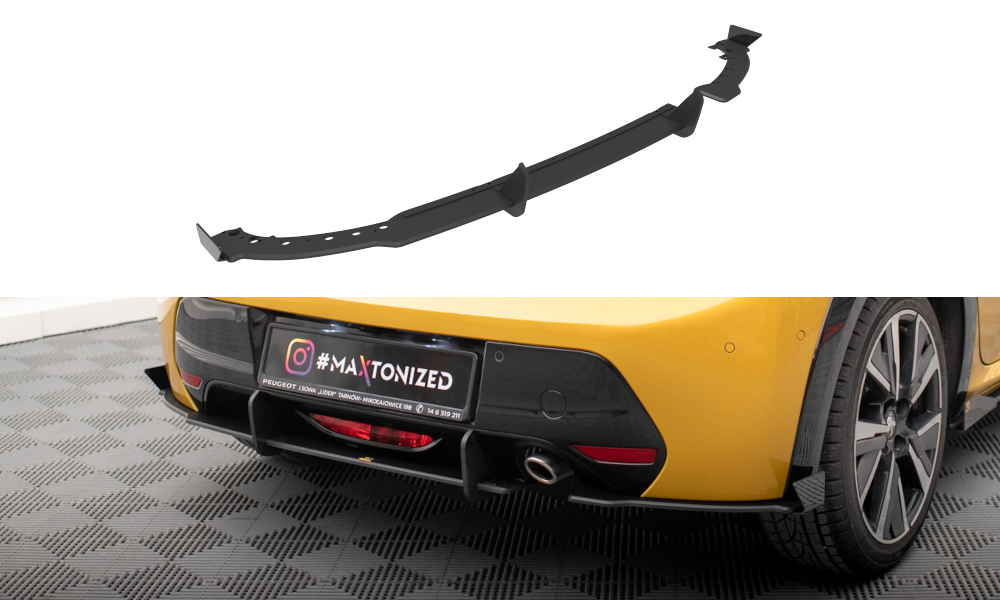 Maxton Design Street Pro Heck Ansatz Flaps Diffusor + Flaps passend für Peugeot 208 GT Mk2 schwarz Hochglanz