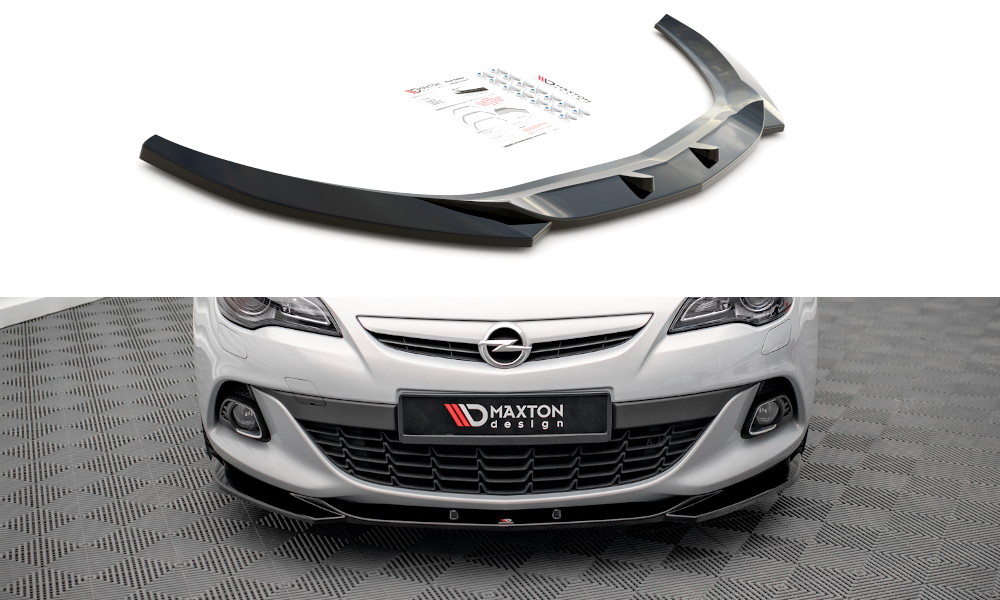 Maxton Design Street+ Spoilerlippe Front Ansatz V.1 passend für Opel Astra GTC OPC-Line J schwarz Hochglanz