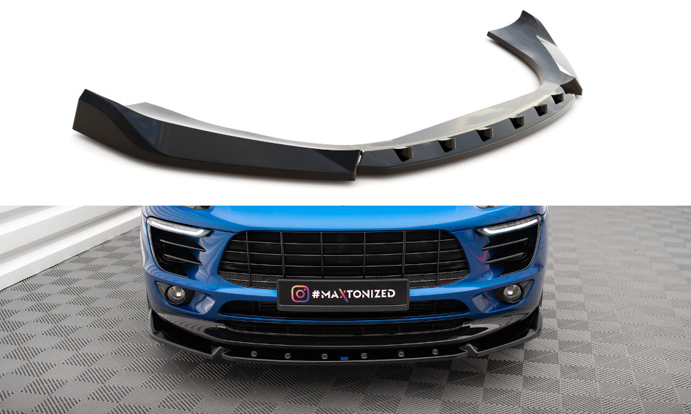 Maxton Design Street+ Spoilerlippe Front Ansatz V.2 passend für Porsche Macan Mk1 schwarz Hochglanz