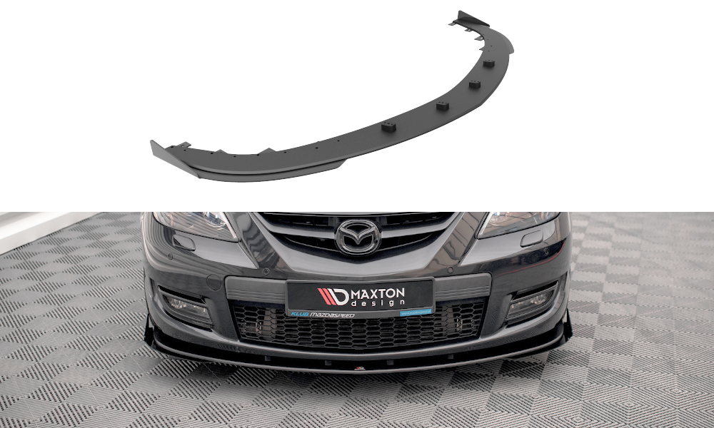 Maxton Design Street Pro Street+ Spoilerlippe Front Ansatz passend für + Flaps passend für V.1 + Flaps Mazda 3 MPS Mk1 schwarz Hochglanz