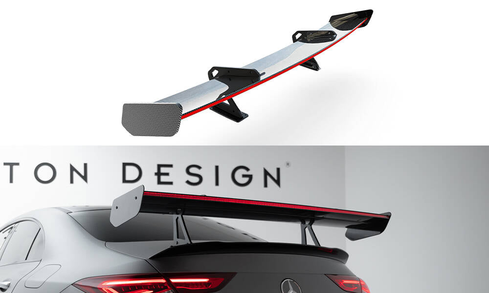 Maxton Design Carbon Spoiler With Upper Swan Mounting + LED Mercedes-Benz CLA Coupe C118 / C118 Facelift für Mercedes-Benz CLA C118