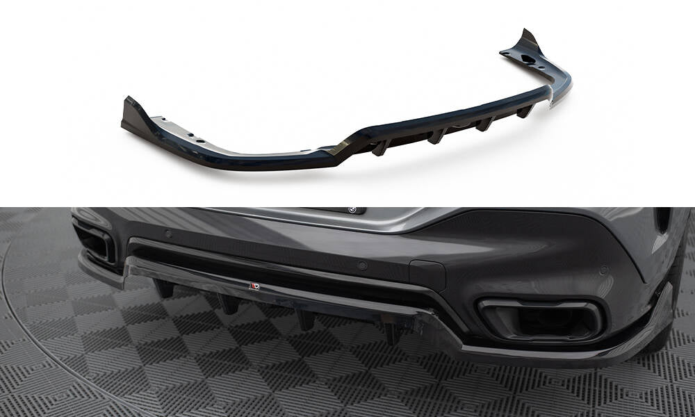 Maxton Design Street+ Mittlerer Diffusor RACE V.2 passend für BMW X6 M-Paket G06 Facelift schwarz Hochglanz