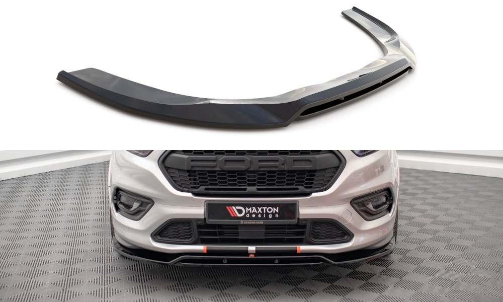 Maxton Design Street+ Spoilerlippe Front Ansatz passend für Ford Transit Custom ST-Line Mk1 Facelift schwarz Hochglanz