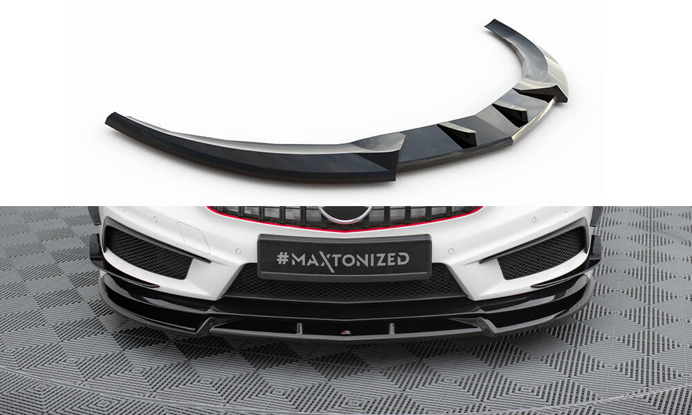 Maxton Design Street+ Spoilerlippe Front Ansatz V.3 passend für Mercedes-Benz A45 AMG W176 schwarz Hochglanz