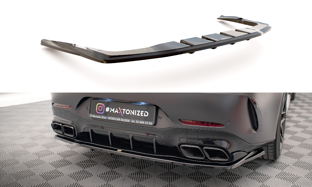 Maxton Design Street+ Mittlerer Diffusor RACE passend für Mercedes-AMG GT 63S 4 Door Coupe Aero X290 schwarz Hochglanz