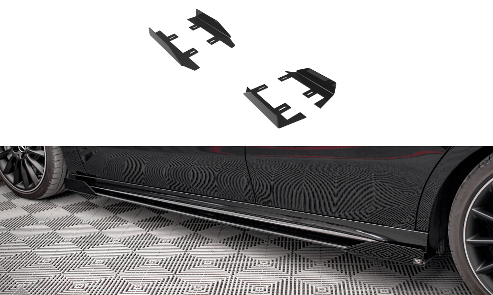 Maxton Design Seitenschweller Flaps passend für Mercedes A35 AMG / AMG-Line Aero Pack W177 schwarz Hochglanz