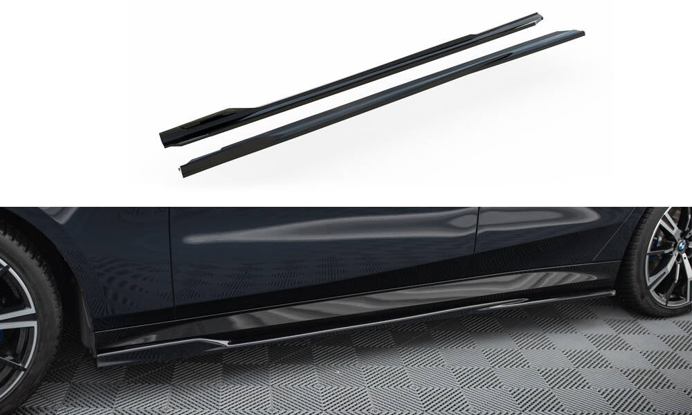 Maxton Design Street+ Seitenschweller Leisten V.2 passend für BMW 5er M-Paket Limousine / Touring G60 / G61 schwarz Hochglanz