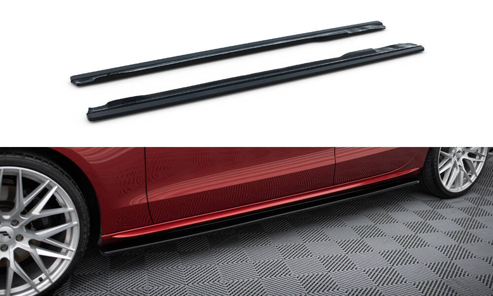 Maxton Design Street+ Seitenschweller Leisten passend für Audi S5 / A5 / A5 S-Line Sportback 8T / 8T Facelift schwarz Hochglanz