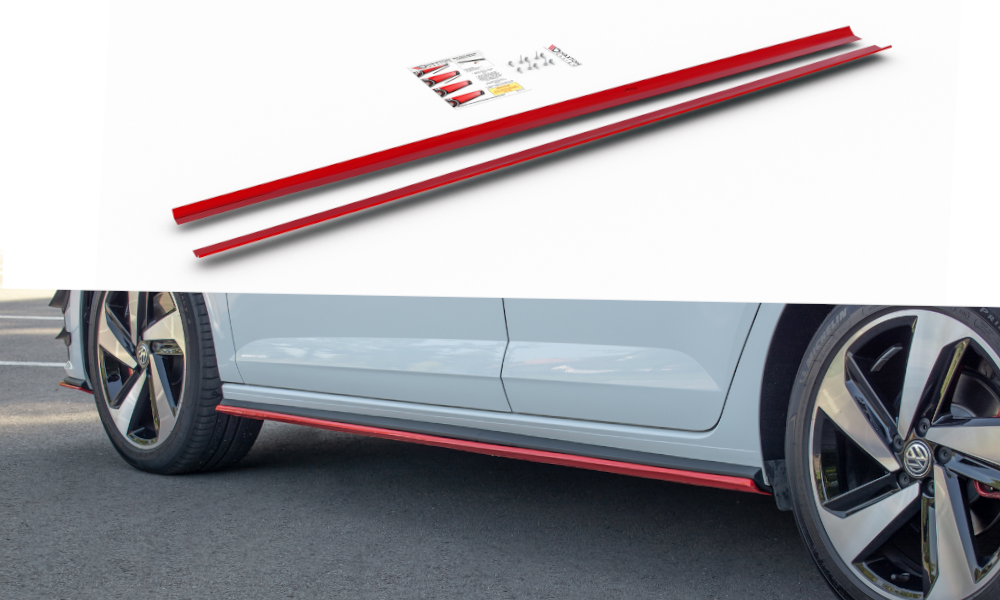 Maxton Design Side Skirts Diffusers VW Polo GTI / R-line Mk6 schwarz Hochglanz für Volkswagen Polo Mk6