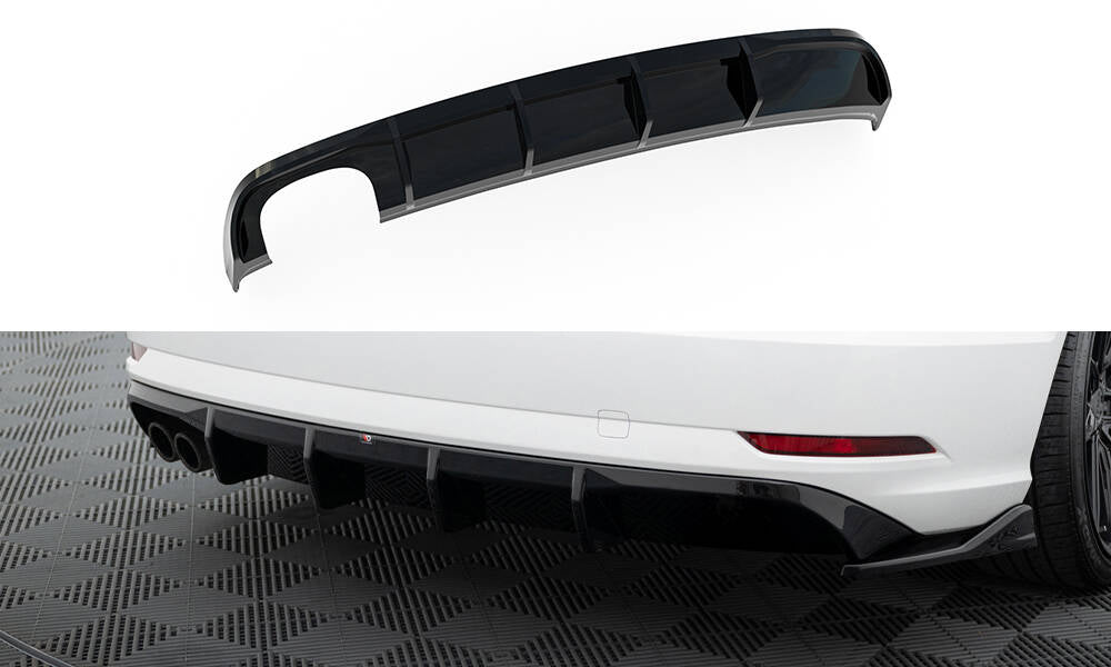 Maxton Design Diffusor Heck Ansatz passend für Audi A3 Limousine 8V Facelift (Doppelauspuff li.endrohr)