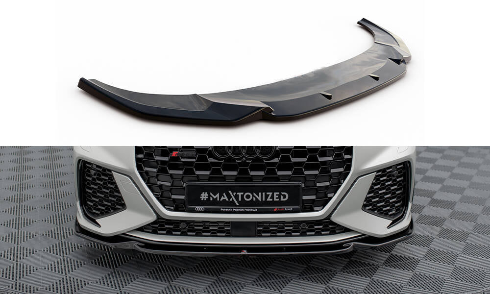 Maxton Design Street+ Spoilerlippe Front Ansatz V.1 passend für Audi RSQ3 Sportback / SUV F3 schwarz Hochglanz