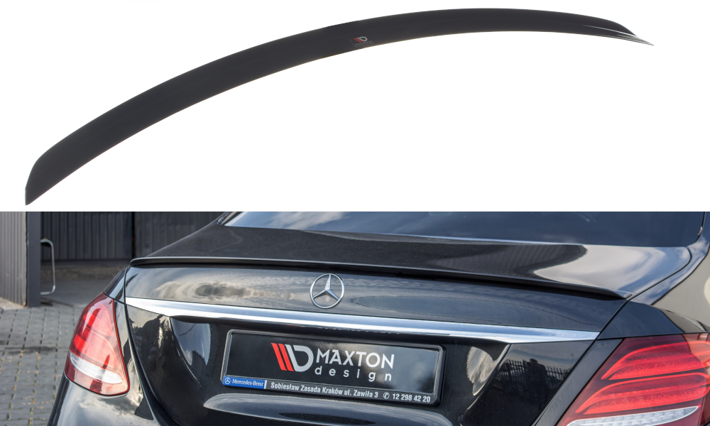 Maxton Design Spoiler CAP passend für Mercedes-Benz E Limousine W213 AMG-Line schwarz Hochglanz