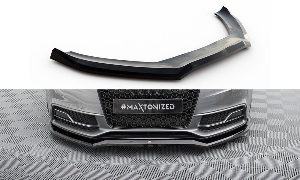 Maxton Design Street+ Spoilerlippe Front Ansatz V.4 passend für Audi S5 / A5 S-Line 8T Facelift schwarz Hochglanz