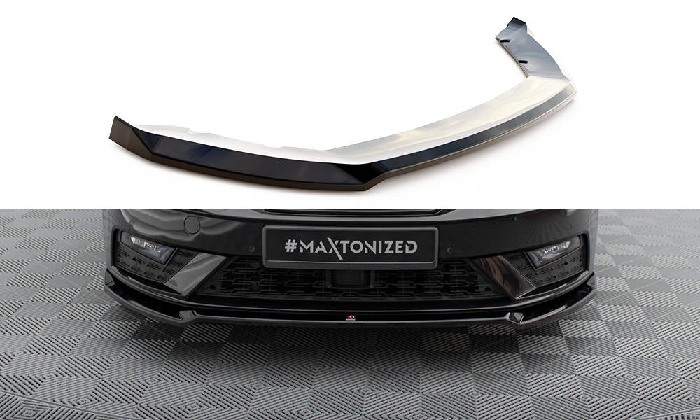 Maxton Design Street+ Spoilerlippe Front Ansatz V.2 passend für Seat Leon Mk3 Facelift schwarz Hochglanz
