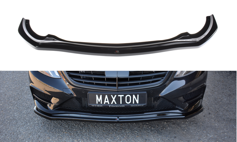 Maxton Design Street+ Spoilerlippe Front Ansatz V.1 passend für Mercedes S-KLASSE AMG-LINE W222 schwarz Hochglanz