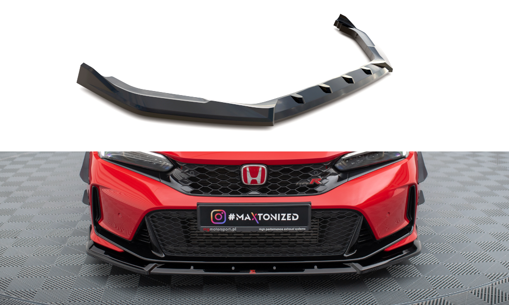 Maxton Design Street+ Spoilerlippe Front Ansatz V.2 passend für Honda Civic Type-R Mk 11 schwarz Hochglanz