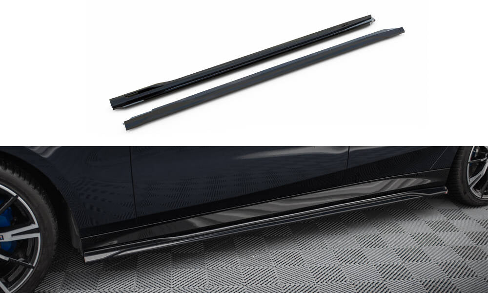 Maxton Design Street+ Seitenschweller Leisten passend für V.1 passend für BMW 5er M-Paket Limousine / Touring G60 / G61 schwarz Hochglanz