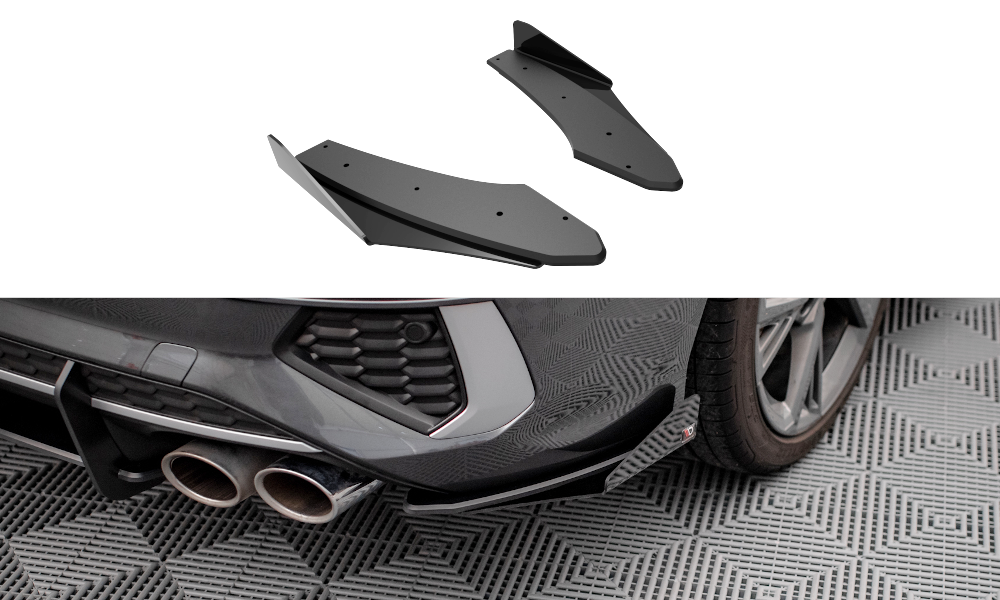 Maxton Design Street Pro Heck Ansatz Flaps Diffusor + Flaps passend für Audi S3 Limousine 8Y schwarz Hochglanz